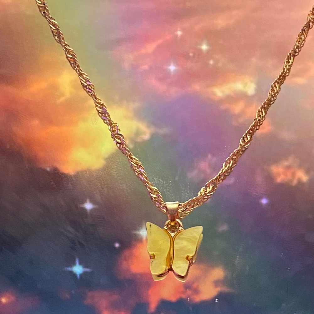 Yellow butterfly necklace
